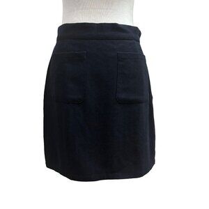 ModCloth Women's Size 8 Mini Pencil Skirt Navy Blue Front Pocket Wool Blend